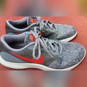 Men's Nike Flex Running Shoe, Size 8.5, Color: Cool Grey/University Red